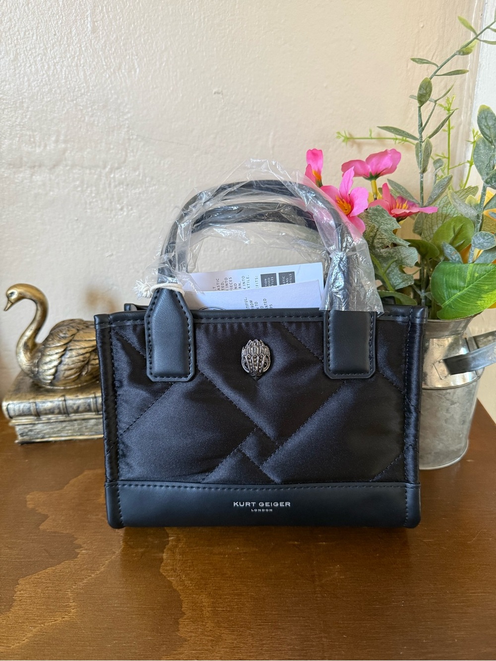 Kurt Geiger Black Quilted Mini Tote